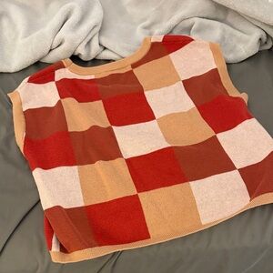 Colorful Checkered Knit Top